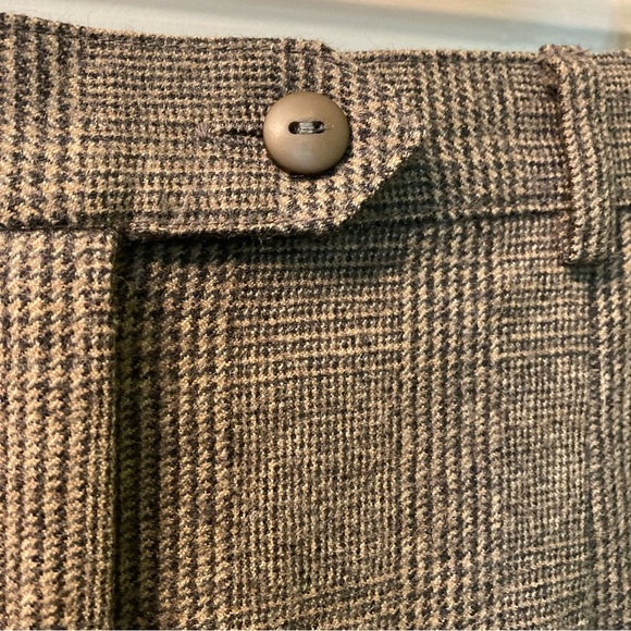 Vintage Sandy White Brown Pleated 100% Wool lined Trousers - Picture 4 of 7